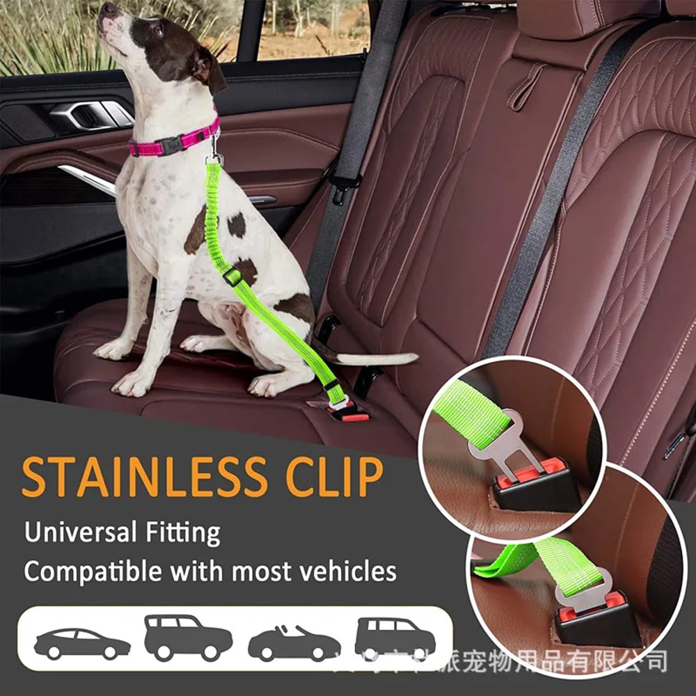 Elastic Nylon Dog Seat Belt For Small And Large Dogs Adjustable Reflective Durable Travel Safety R 3