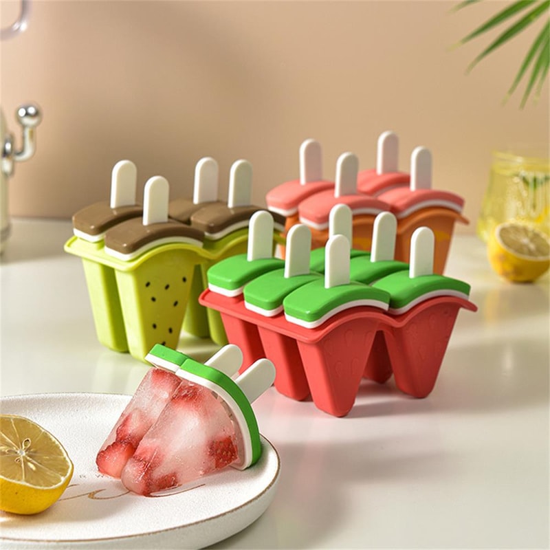 Watermelon Shape Ice Cream Mold With Cover DIY Homemade Popsicle Maker For Frozen Juice And Milk 0