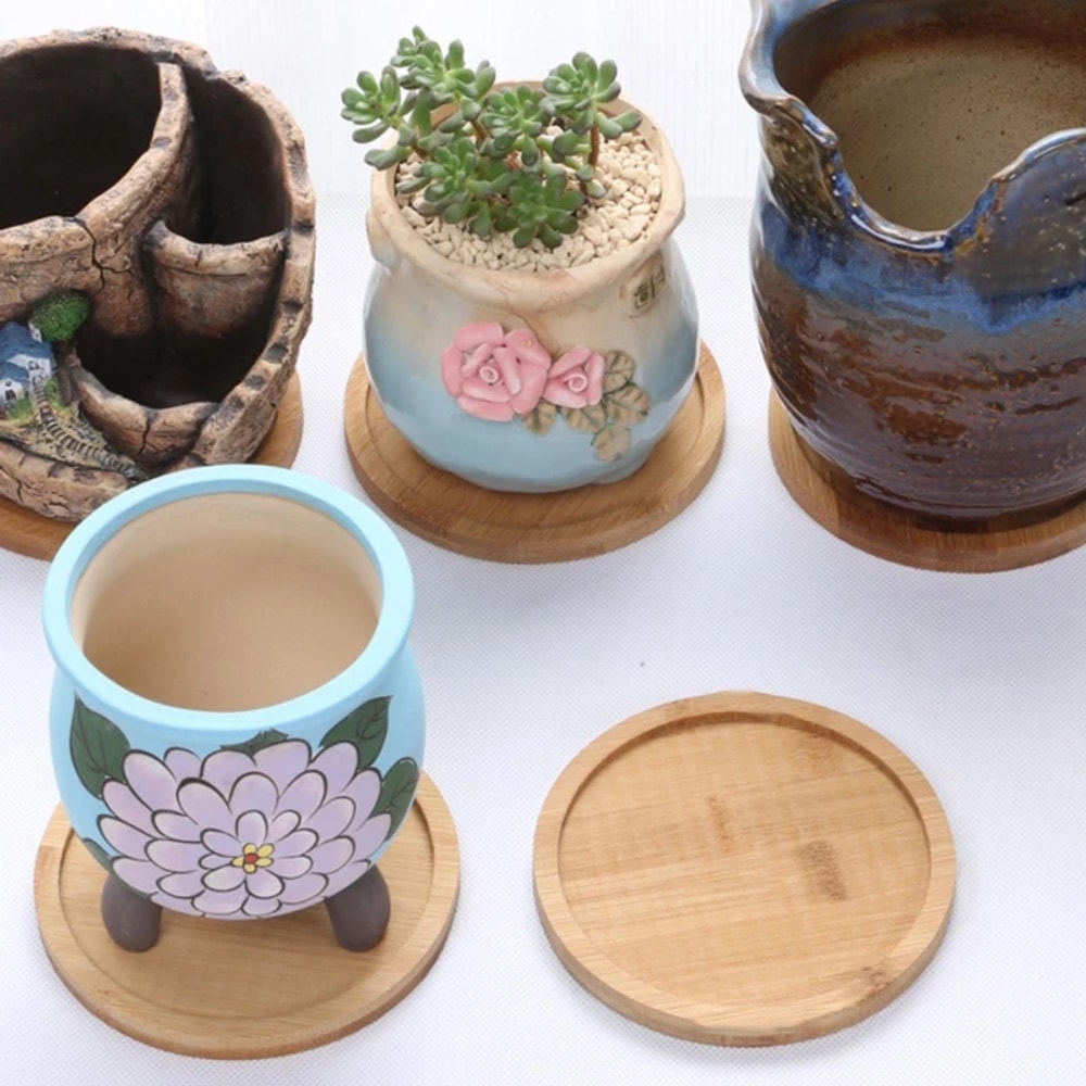 Multi Bamboo Tray Decorative Coaster Plate for Kitchen | Flower Pot & Coffee Cup Mat