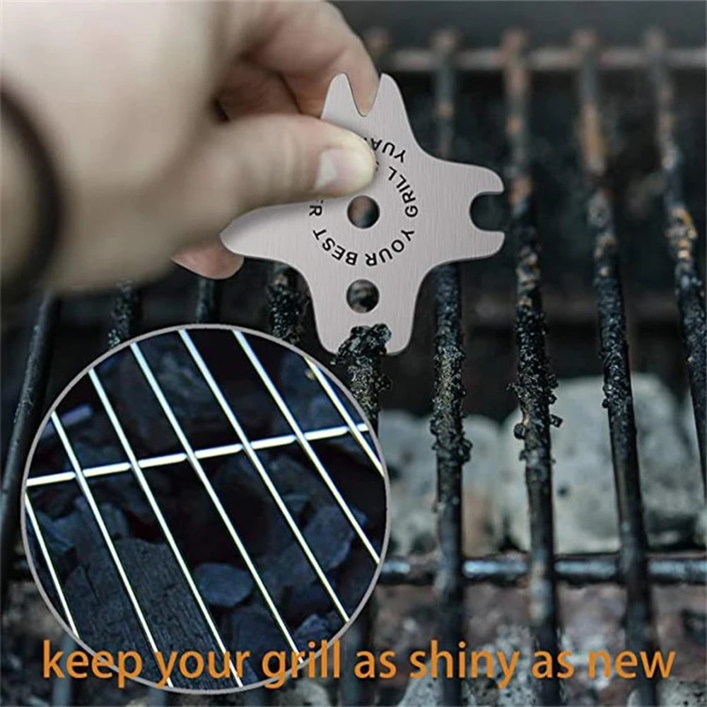 Portable BBQ Grill Cleaner Scraper – Heavy-Duty Metal BBQ Grate Scrubber Tool for Barbecue Cleaning