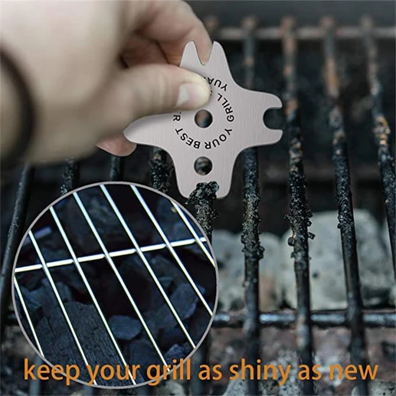 Portable BBQ Grill Cleaner Scraper – Heavy-Duty Metal BBQ Grate Scrubber Tool for Barbecue Cleaning