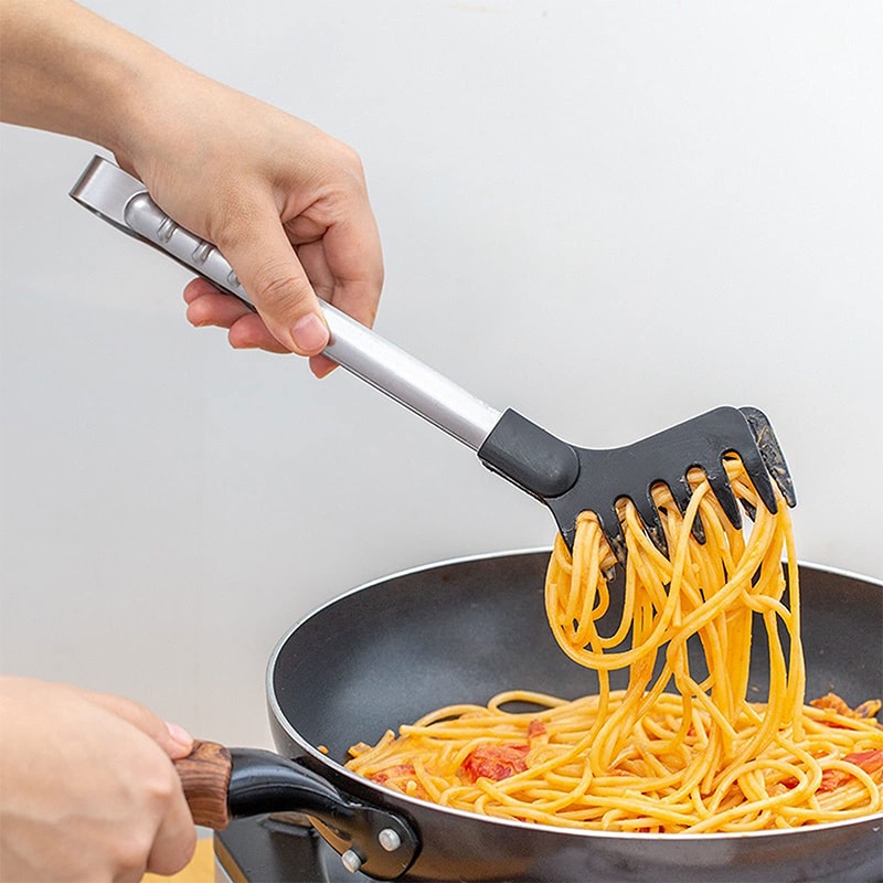 Stainless Steel Food Tongs - Heat-Resistant & Non-Slip Handle for Easy Storage & Multi-Function Use