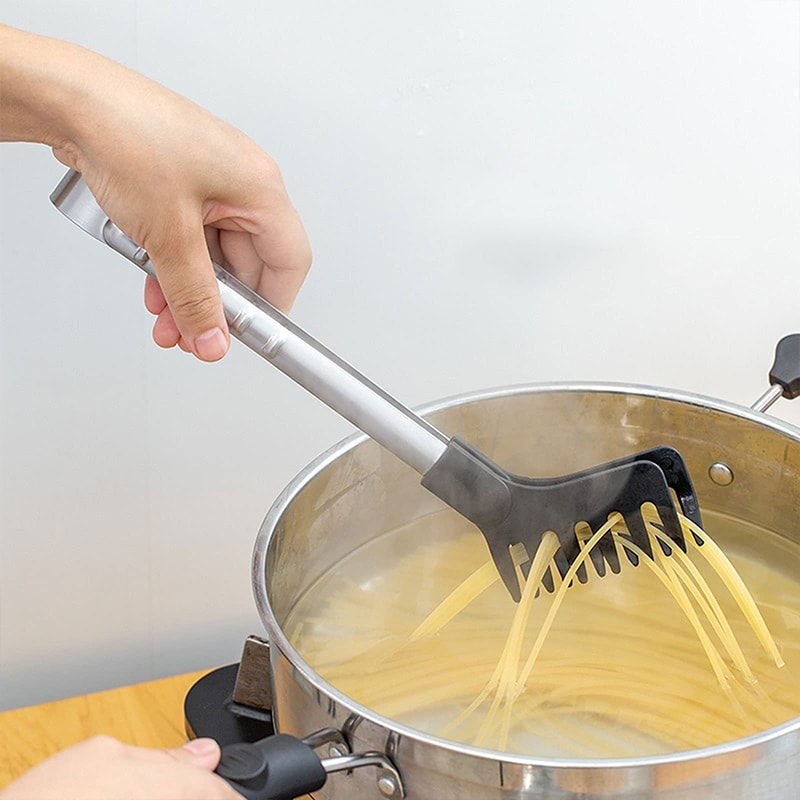 Stainless Steel Food Tongs - Heat-Resistant & Non-Slip Handle for Easy Storage & Multi-Function Use