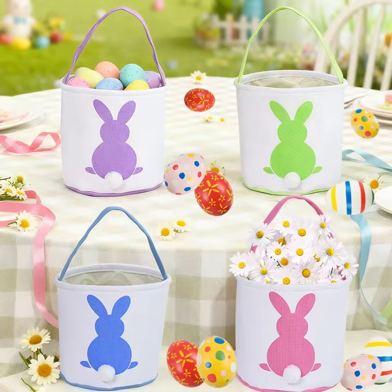 Baby Easter Bunny Basket Bag – Cute Canvas Toy Handbag for Kids, Festival & Party Tote Decoration