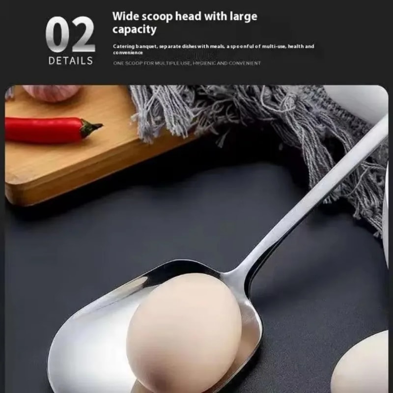 Ergonomic Stainless Steel Rice Spoon – Large Metal Serving Spoon for Salad, Pasta & Kitchen Use