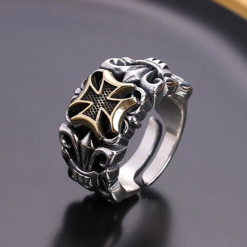 Punk Cross Ring for Men – Adjustable Gothic Design, Retro Street Fashion Jewelry
