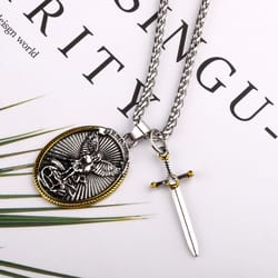 st. michael the archangel catholic patron saint pendant necklace – spiritual protection & faith