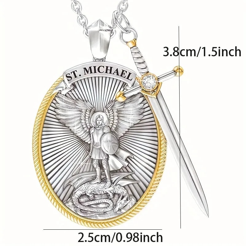 St. Michael The Archangel Catholic Patron Saint Pendant Necklace – Spiritual Protection & Faith