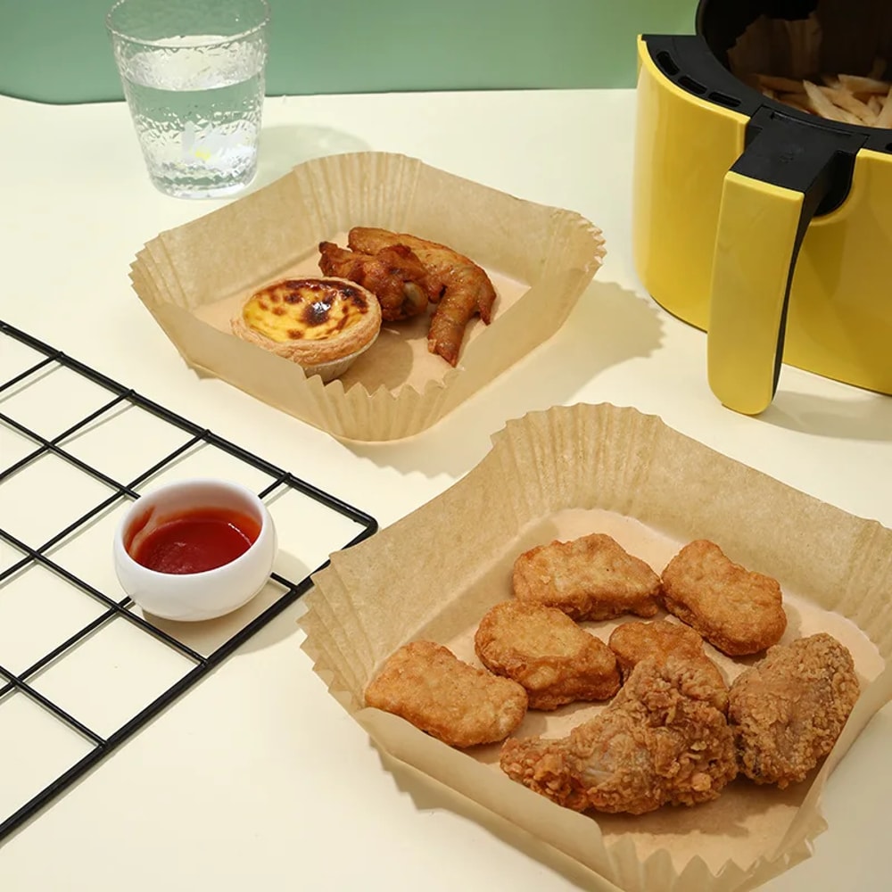 Air Fryer Paper Liner - Non-Stick Disposable Baking Pads for Easy Frying