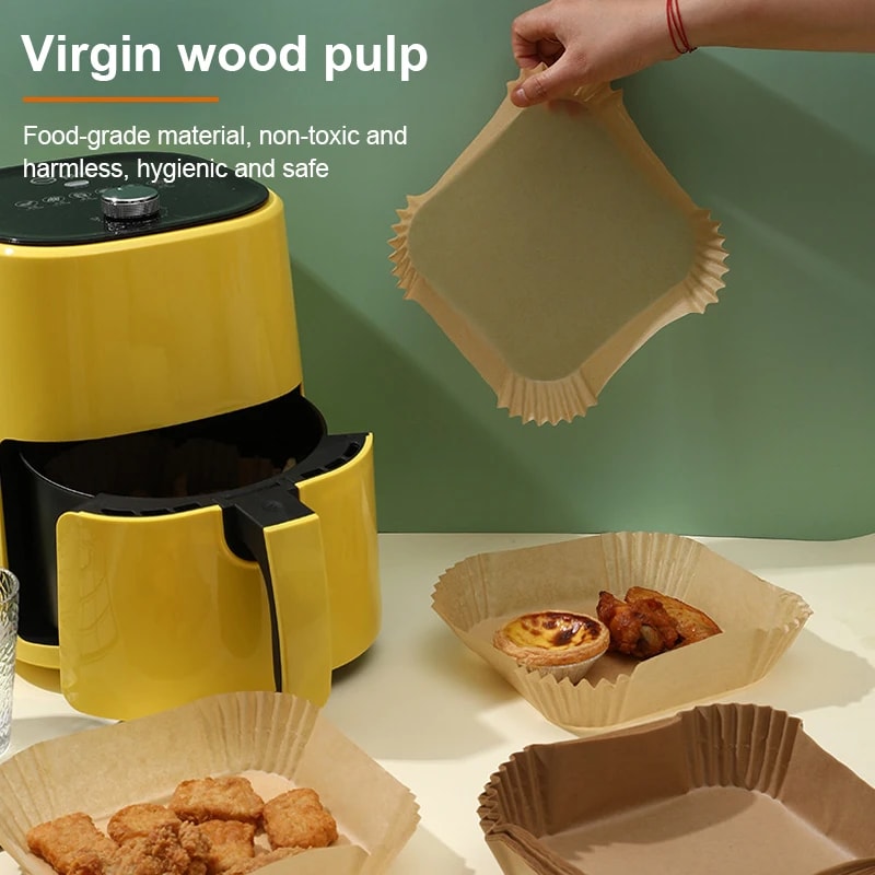 Air Fryer Paper Liner - Non-Stick Disposable Baking Pads for Easy Frying