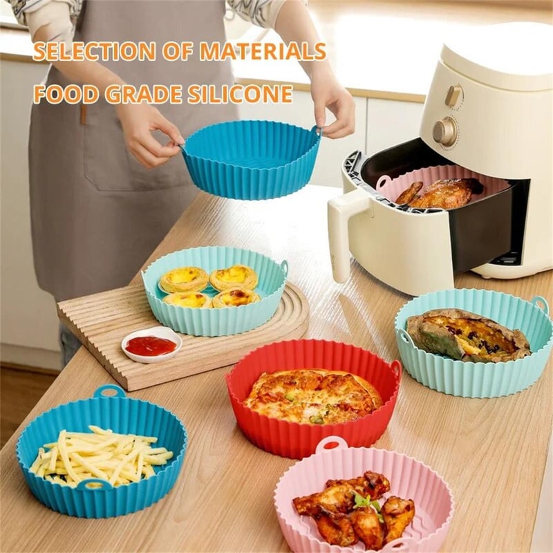 Silicone Air Fryer Baking Tray Mat HighTemperature Resistant Foldable Food Grade With Double Ear H 3
