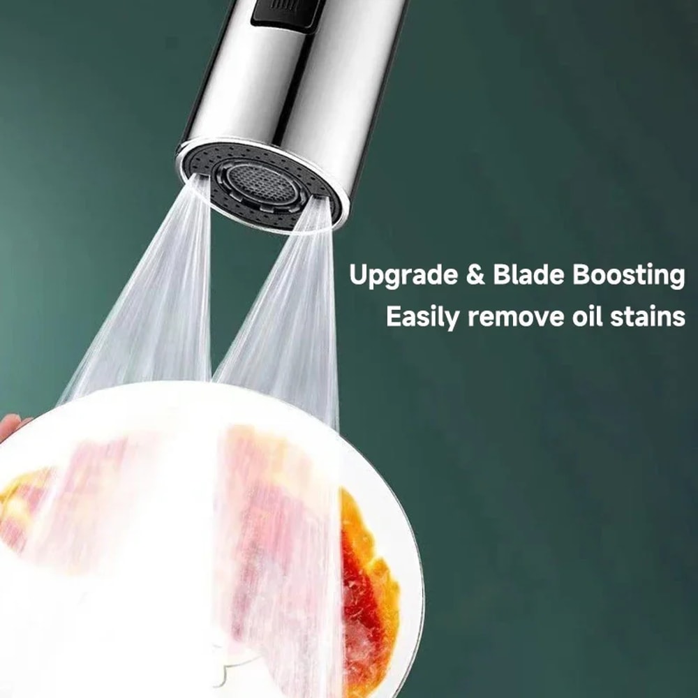 Water Saving Faucet Extender With Three Spray Modes Metal Alloy Head 4