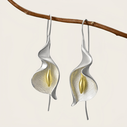 exquisite blooming flower hook earrings - elegant gold & silver plant dangle jewelry for women