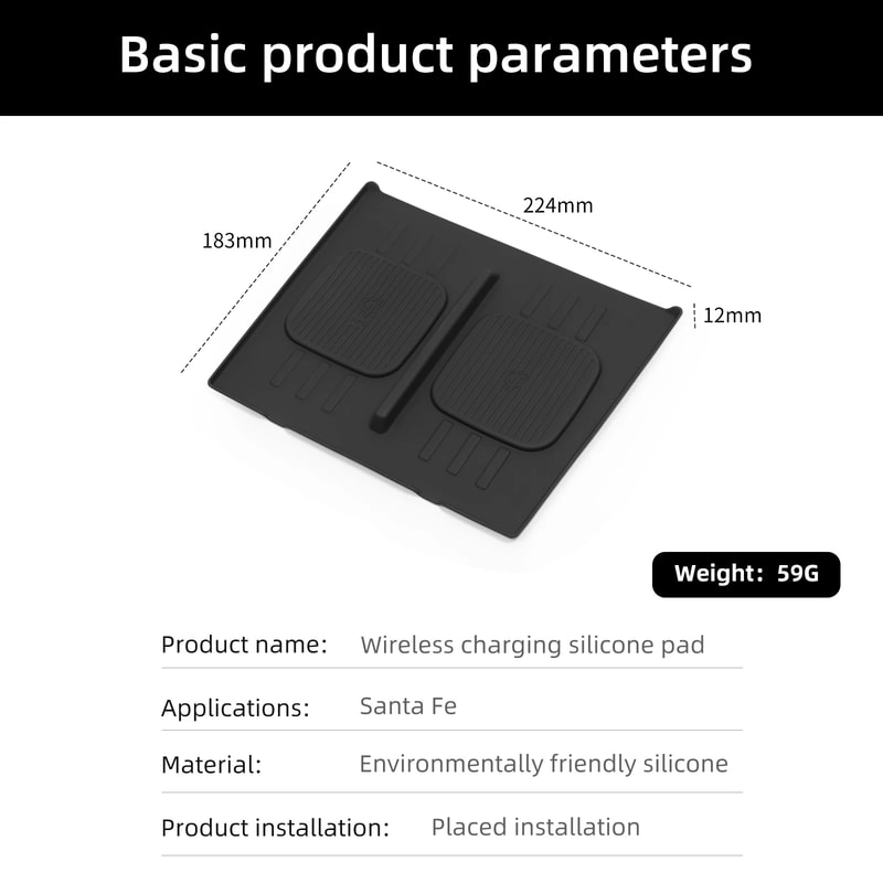 Wireless Charging Pad for Hyundai Santa Fe - Non-Slip Silicone Car Phone Charger Mat, Auto Interior Accessory