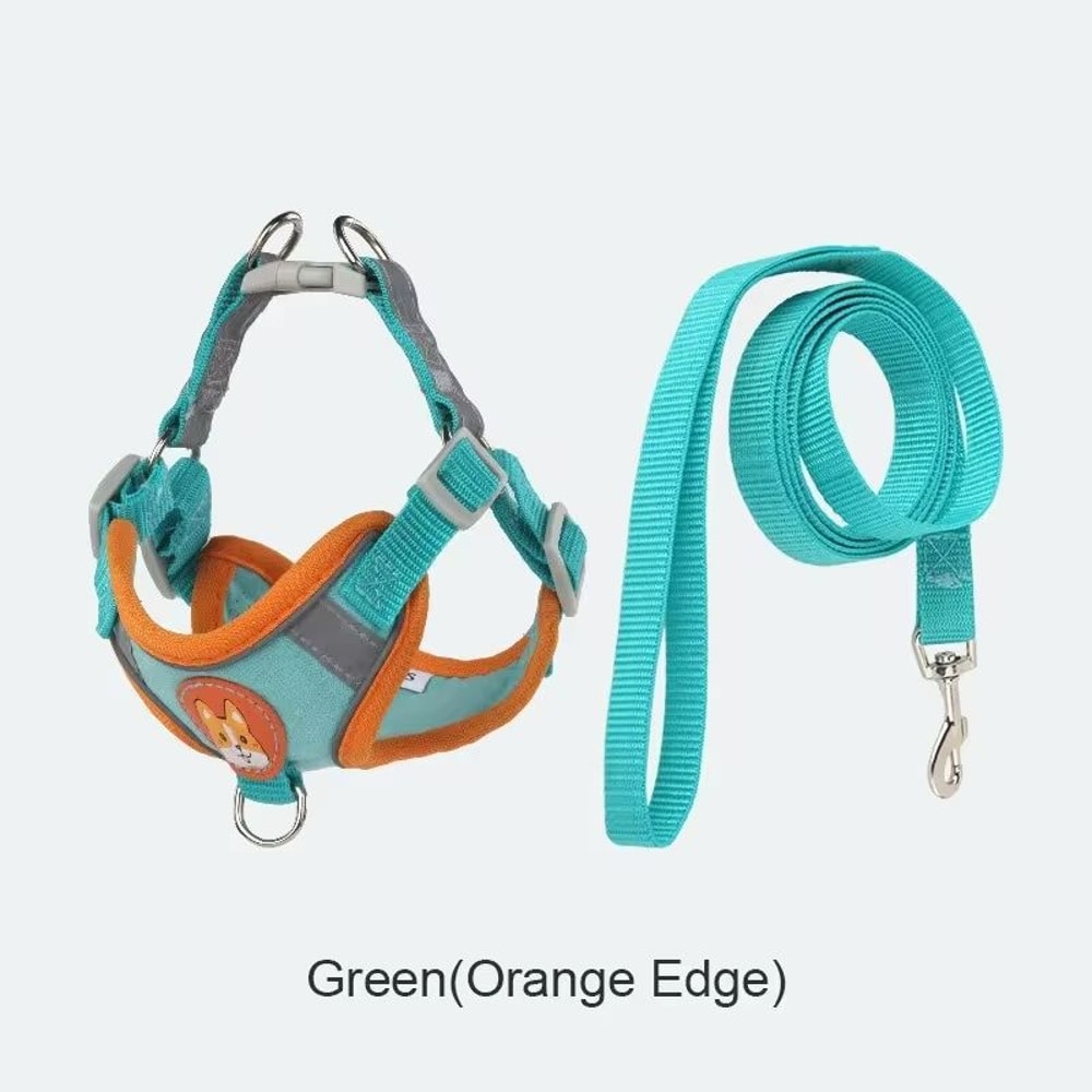 Booteely Reflective Pet Harness Vest with Leash for Small Dogs and Cats – Suede, Lightweight, and Convenient