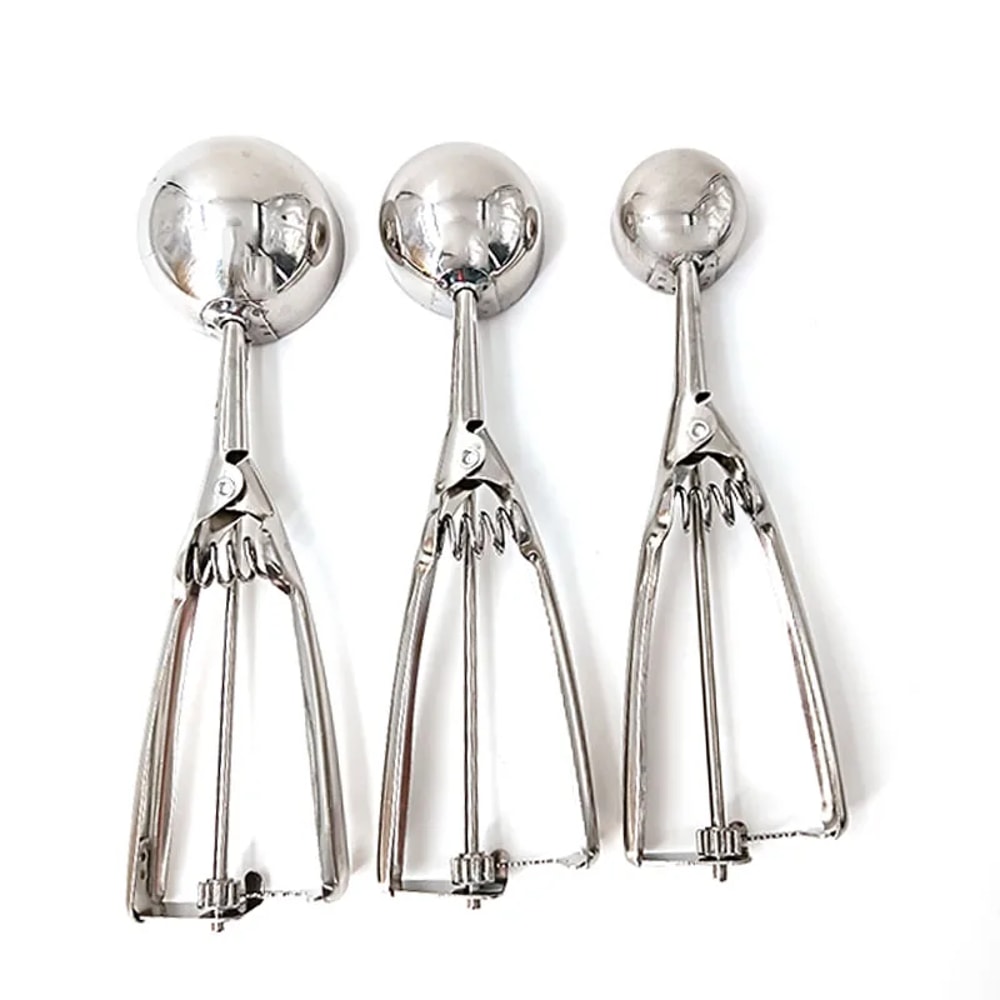Stainless Steel Ice Cream Scoop with Spring Handle – Perfect for Ice Cream, Potatoes, Watermelon Balls, and More