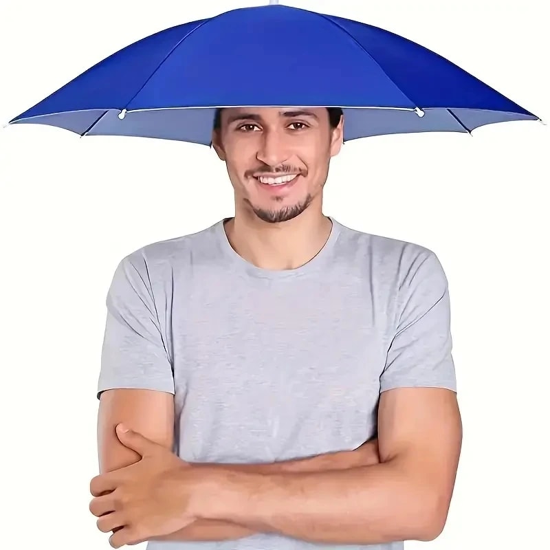 Folding Hat Umbrella for Men and Women - Windproof Outdoor Sunshade Umbrella