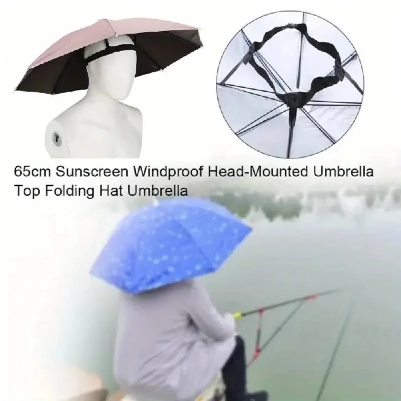 Folding Hat Umbrella for Men and Women - Windproof Outdoor Sunshade Umbrella