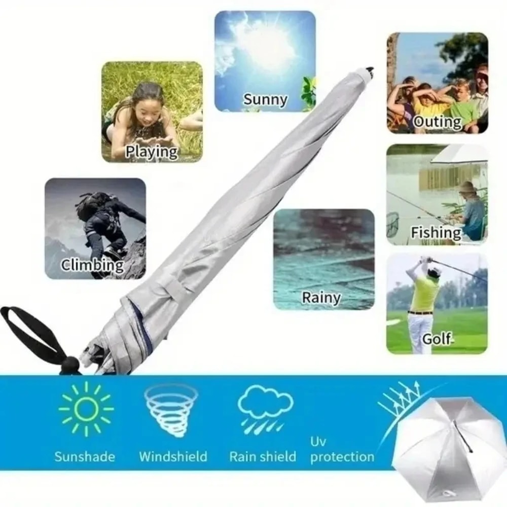 Folding Hat Umbrella for Men and Women - Windproof Outdoor Sunshade Umbrella