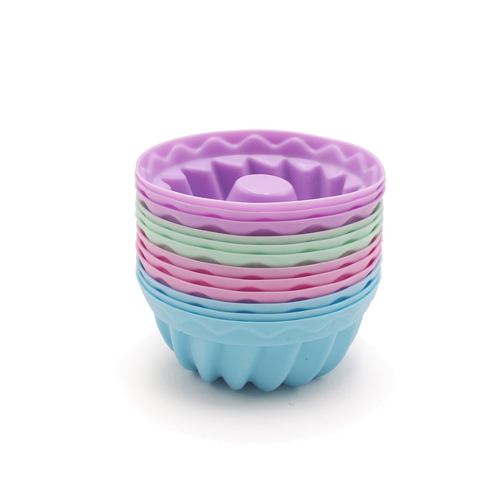 Set of Food-Grade Silicone Muffin Cups – Multicolor Round Baking Molds, Non-Stick for Perfect Cupcakes
