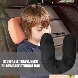 fillable travel pillowcase organizer bag – carryable travel neck pillow & airplane cushion self-filling travel bag