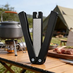 portable foldable diamond knife sharpener – ideal for kitchen, camping, hiking, and outdoor use – non-slip handle