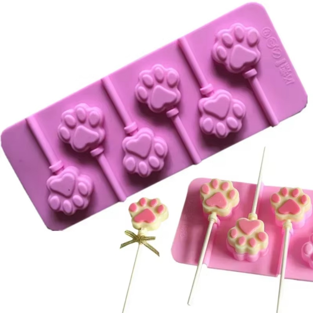 Cat Dog Paw Silicone Mold for DIY Baking, Pastry, Chocolate, Lollipops & Cake Decor