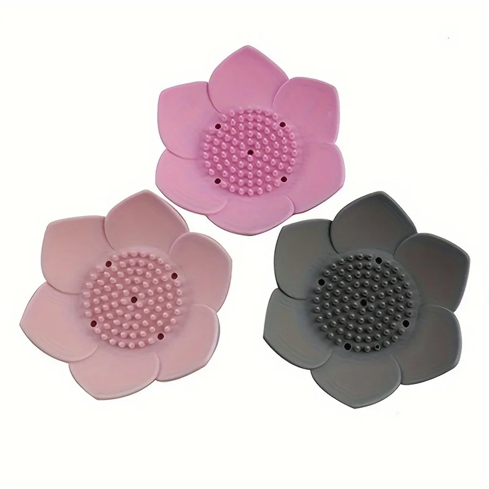 Lotus Design Silicone Soap Holder Simple Drain Soap Box For Seamless Bathroom Storage 2