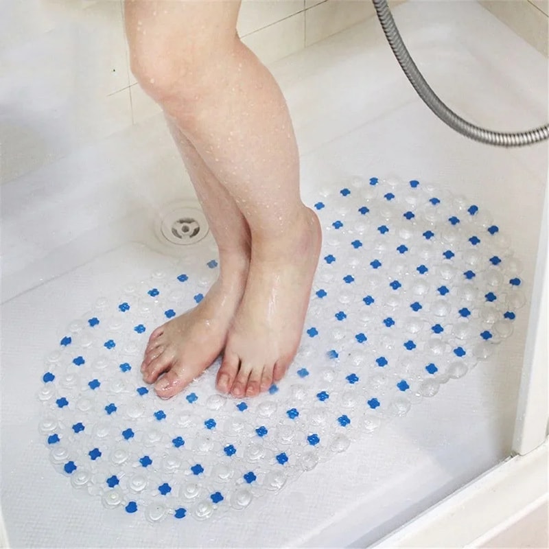Soft PVC NonSlip Bath Mat With Suction Cups AntiSkid Massage Shower Mat For Bathroom Safety 0