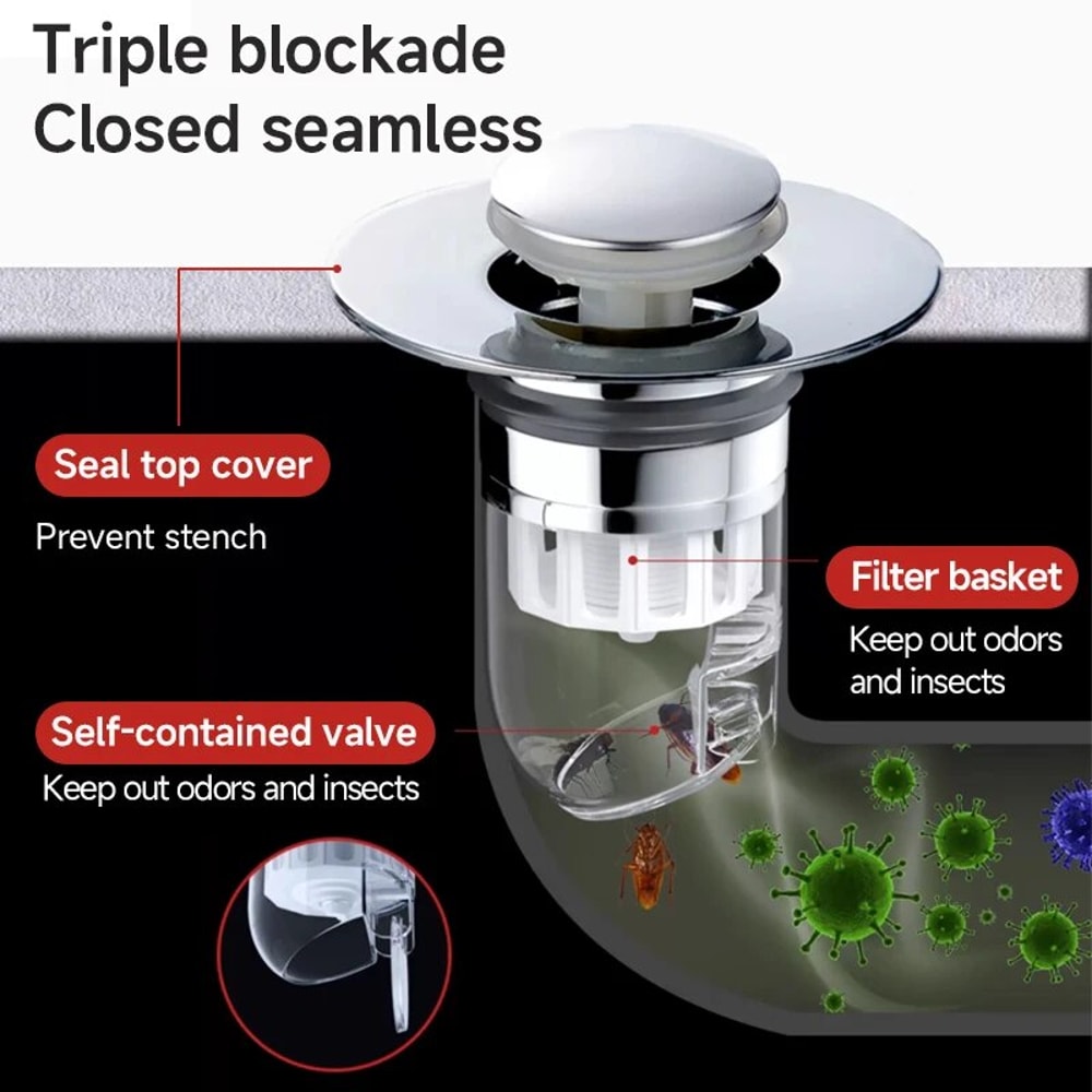 Universal Popup Drain Filter Sink Strainer Hair Stopper For Basin Bathtub Kitchen Bathroom Tool 1