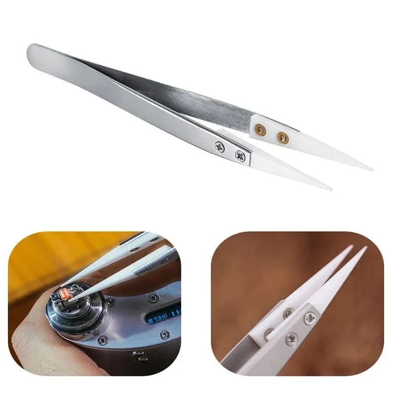 Electronic Soldering Tweezer With Ceramic Tip AntiStatic AcidProof Precision Tool For Electronics 4