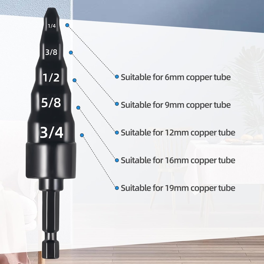 Swaging Tool Set for Air Conditioner Copper Pipes – Expander & Drill Bits with Hex Shank