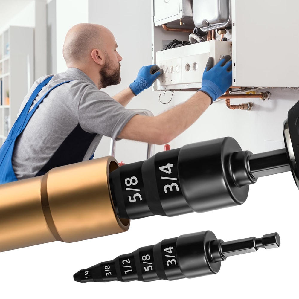 Swaging Tool Set for Air Conditioner Copper Pipes – Expander & Drill Bits with Hex Shank