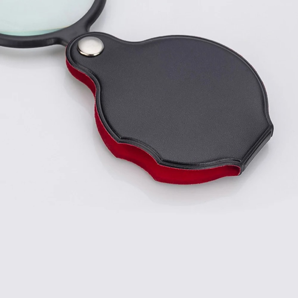 Mini Magnifying Glass With Leather Case Portable Handheld Jewelry And Newspaper Reader 3