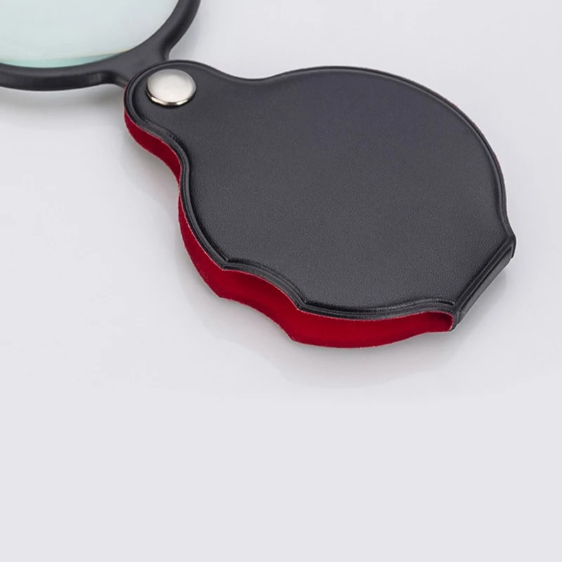 Mini Magnifying Glass With Leather Case Portable Handheld Jewelry And Newspaper Reader 3