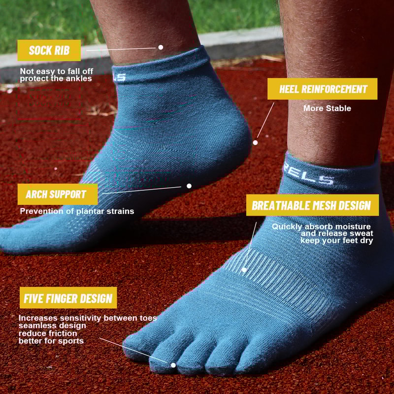 WRELS Quick-Drying Breathable CoolMax Split-Toe Sports Socks for Running, Fitness & Cycling