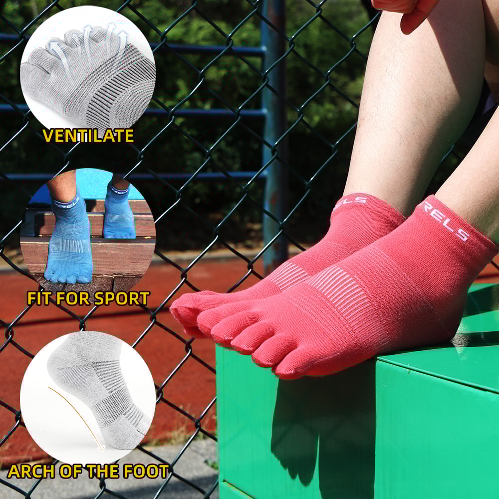 WRELS Quick-Drying Breathable CoolMax Split-Toe Sports Socks for Running, Fitness & Cycling
