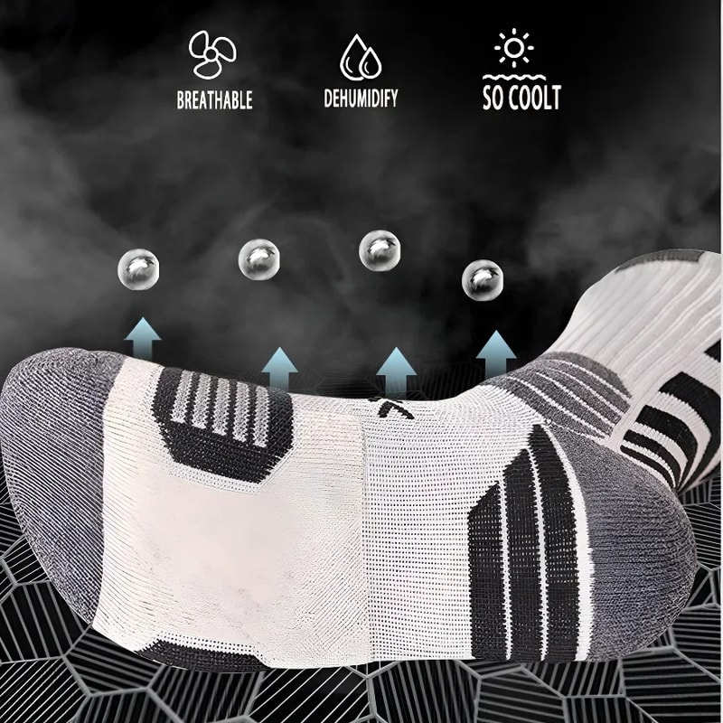 Pairs of Athletic Compression Socks – Breathable Running, Basketball, Cycling Socks for Sweat Absorption and Support