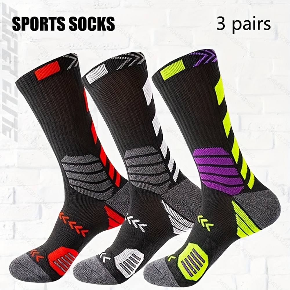 Pairs of Athletic Compression Socks – Breathable Running, Basketball, Cycling Socks for Sweat Absorption and Support