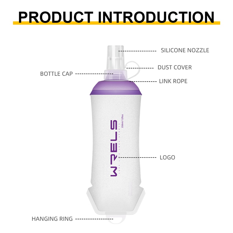 WRELS Soft Folding Outdoor Sport Water Bottle | BPA-Free TPU Flask for Running, Cycling, Camping