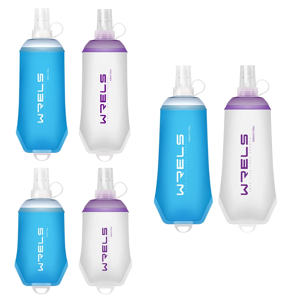 WRELS Soft Folding Outdoor Sport Water Bottle | BPA-Free TPU Flask for Running, Cycling, Camping