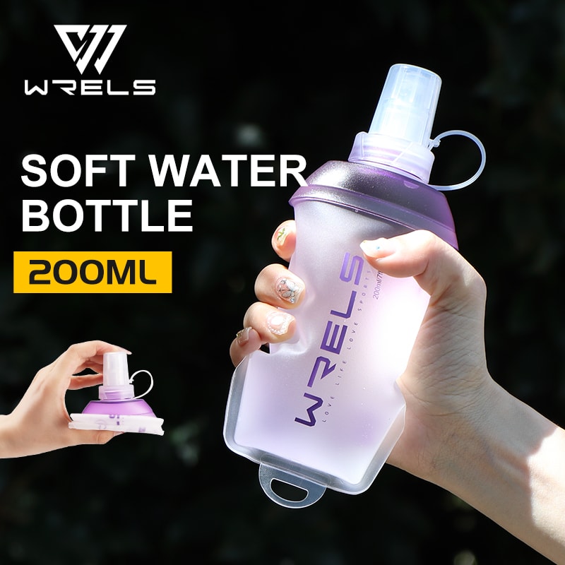 WRELS Soft Folding Outdoor Sport Water Bottle | BPA-Free TPU Flask for Running, Cycling, Camping