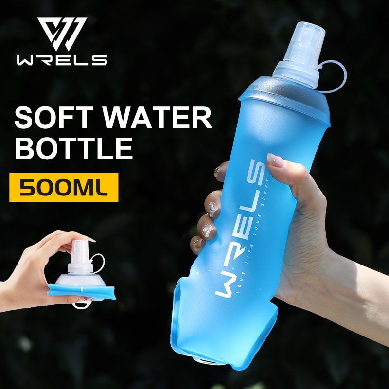 WRELS Soft Folding Outdoor Sport Water Bottle | BPA-Free TPU Flask for Running, Cycling, Camping