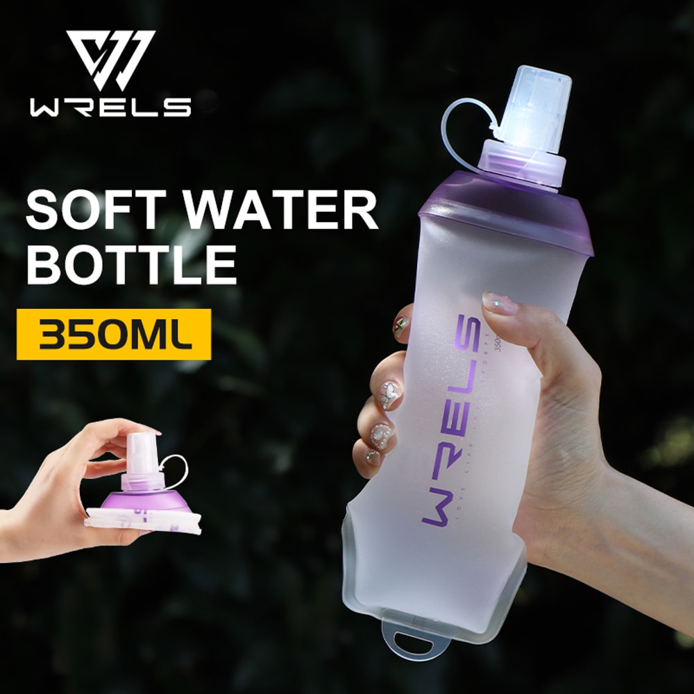 WRELS Soft Folding Outdoor Sport Water Bottle | BPA-Free TPU Flask for Running, Cycling, Camping