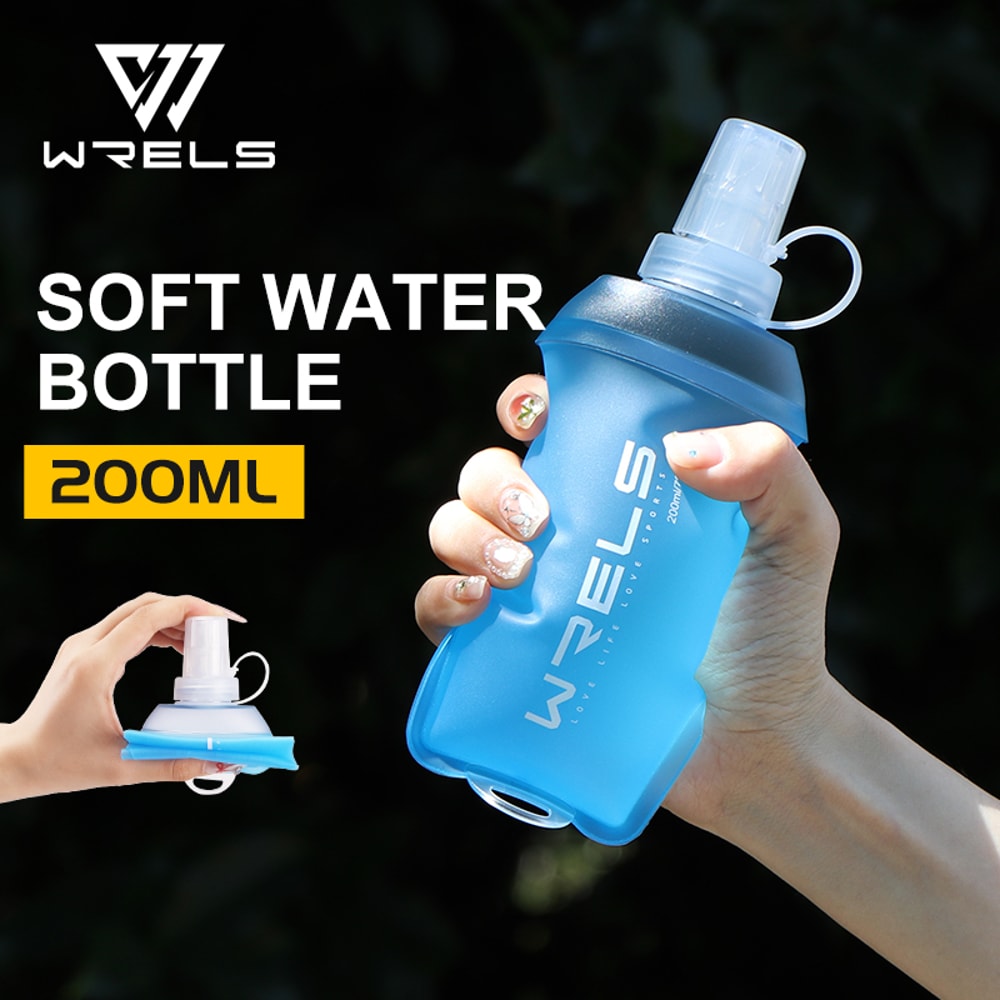 WRELS Soft Folding Outdoor Sport Water Bottle | BPA-Free TPU Flask for Running, Cycling, Camping