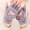 Warm Cat Claw Paw Plush Mittens for Women – Soft Fingerless Winter Gloves, Cozy and Cute