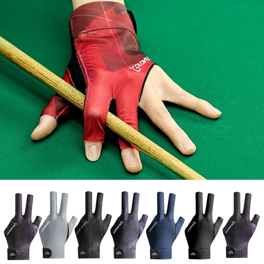 Open Finger Billiard Gloves – Breathable Polyester Snooker Pool Glove for Amateur Training – Adjustable, Smooth, Soft