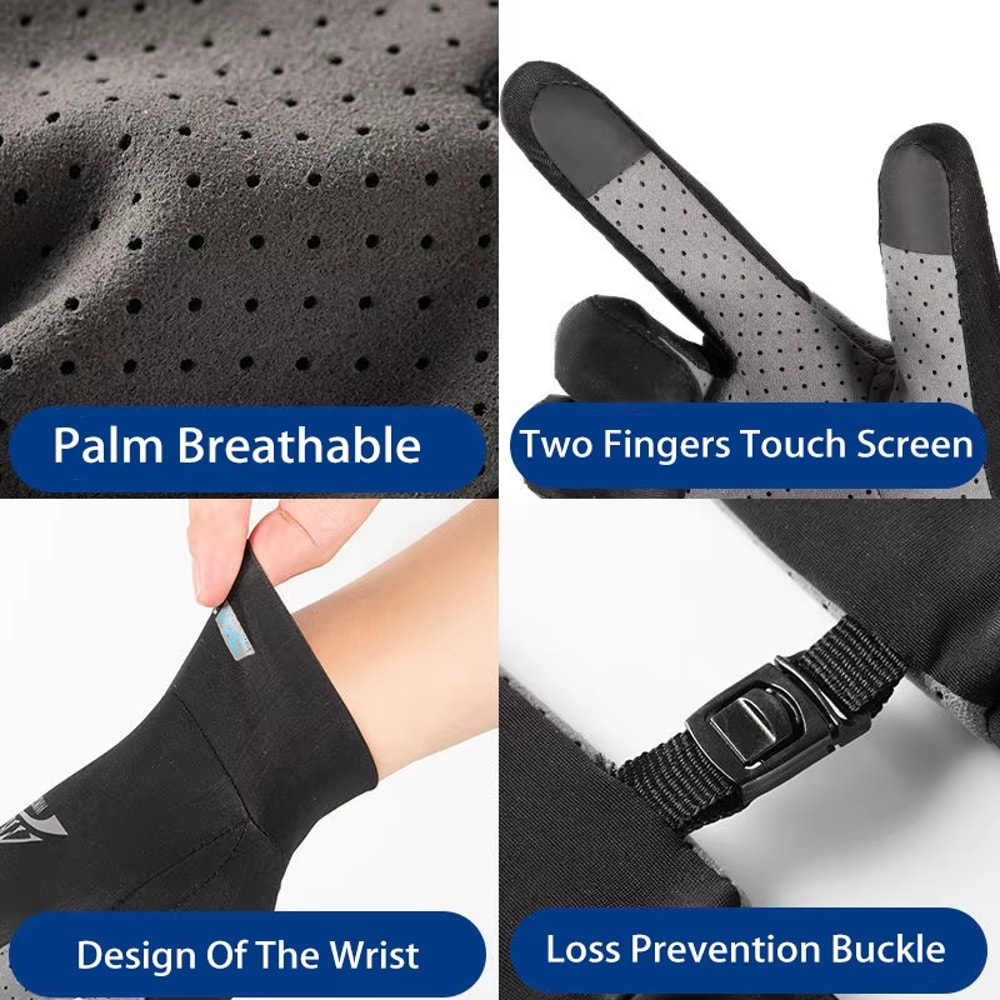 Breathable Ice Silk Full Finger Gloves AntiSlip Sunscreen Cycling Driving Gloves 2