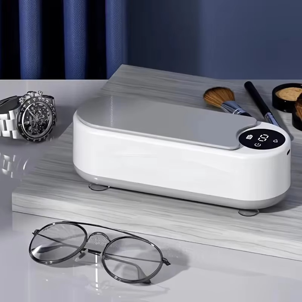 Portable Ultrasonic Eyeglass & Jewelry Cleaner - Full Automatic Cleaning Machine for Contact Lenses, Mouthpieces, & More