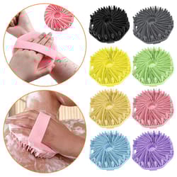 exfoliating silicone body scrubber shower brush with non-slip hand strap for smooth skin